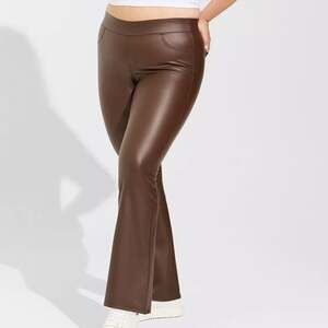 Torrid Brown Faux Vegan Leather Full Length Slim Leg Bootcut Legging Pants